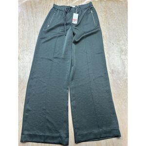 VINCE NWT $365 Solid Green Silk Satin Wide Leg Palazzo Pants Sz Small V022122314